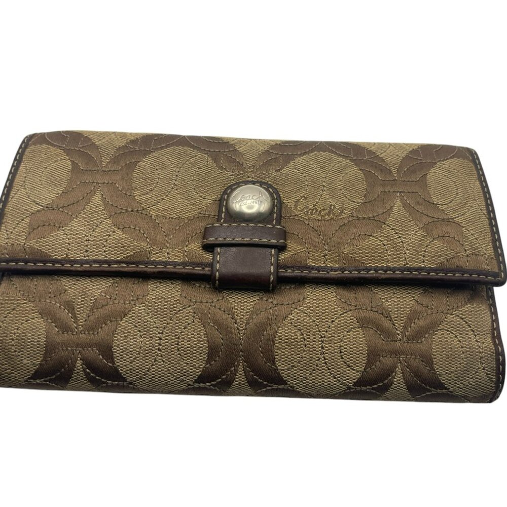 Coach Signature Logo Brown Wallet Clutch
